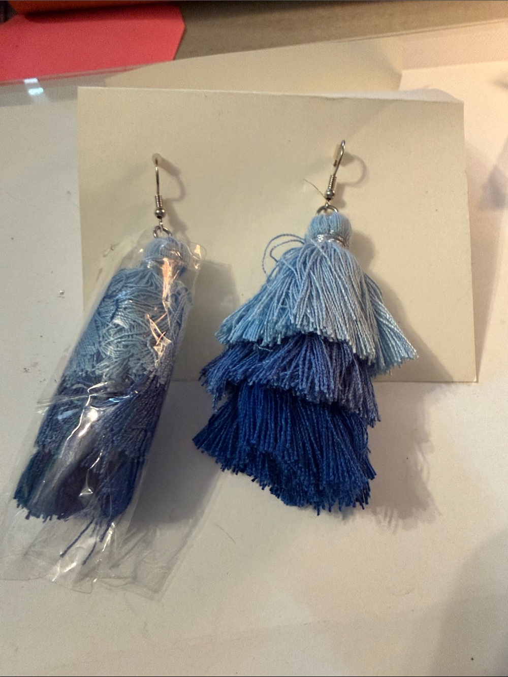 Blue Ombre Tassel Drop Earrings - Lightweight Womens Accessories